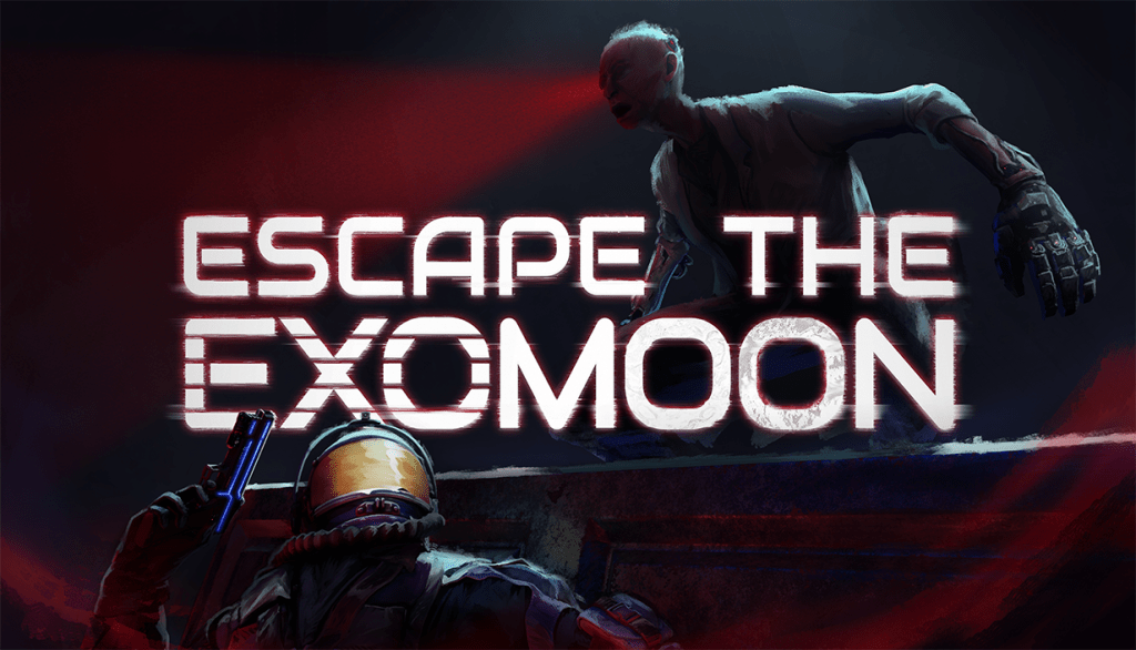 escape the exomoon image, Ky in space suit hiding from scientist figure.